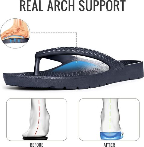 KIDMI Arch Support Flip Flops for Womens Comfortable Orthopedic Sandals, New Navy 41 in Kuwait