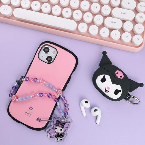 حزام معصم iFace Kuromi وBaku مزين بالخرز + حافظة AirPods Pro 2 على شكل شخصية Kuromi مع حلقة تسلق in Kuwait