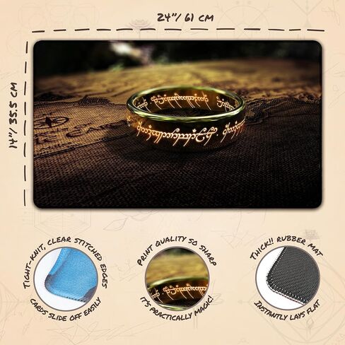 The Ring - بني (مخيط) - مفرش لعب MTG - متوافق مع مفرش اللعب Magic The Gathering، LOTR Lord of The Rings TCG - تصميمات وإكسسوارات فنية لبساط اللعب الأصلي in Saudi Arabia