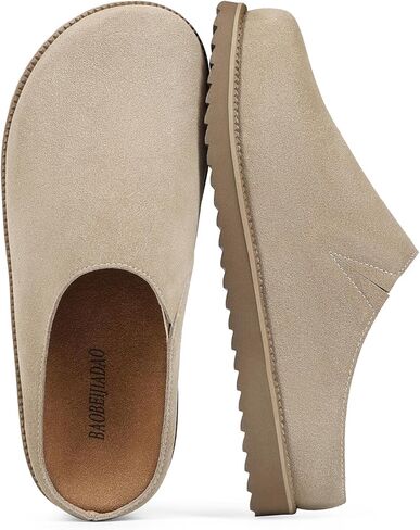 baobeijiadao Genuine Suede Leather Clogs for Women Platform Arch Support Mules Womens Slip On Round Toe Shoes Sandals Indoor Outdoor in Saudi Arabia