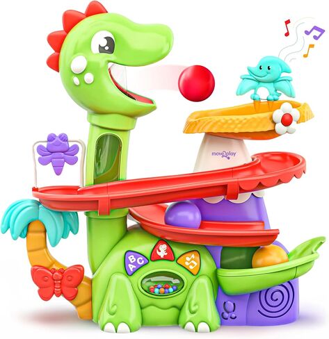 Move2Play, Air-Powered Dinosaur Ball Popper | 30+ Songs, Sayings, & Lights | Baby & Toddler Toys Ages 6 7 8 9 10 12+ Months | Boy & Girl Gift for 1, 2+ Year Olds | Birthday Present in Kuwait