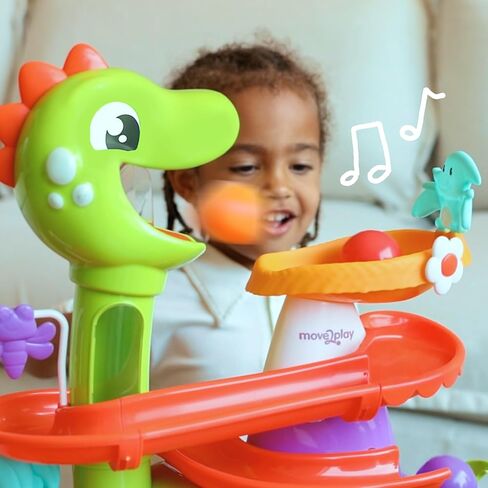 Move2Play, Air-Powered Dinosaur Ball Popper | 30+ Songs, Sayings, & Lights | Baby & Toddler Toys Ages 6 7 8 9 10 12+ Months | Boy & Girl Gift for 1, 2+ Year Olds | Birthday Present in Kuwait