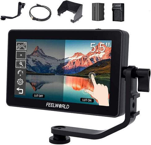 FEELWORLD F6 + 5.5 Inch Touch Screen DSLR Full HD 1920x1080 Camera Field Monitor with HDR 3D Lut IPS Video Peaking Focus Assist 4K HDMI (DL-FEL-F6+) in Kuwait