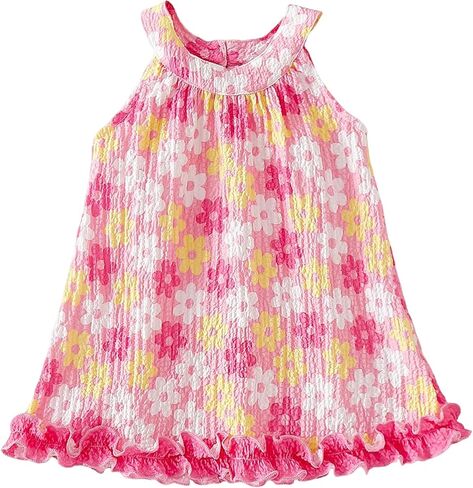 DEFAHN Baby Girl Floral Dress Sleeveless Halter Sundress Summer Casual Dresses Photograph Beach Outfits Birthday Gift in Kuwait