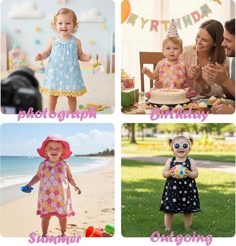 DEFAHN Baby Girl Floral Dress Sleeveless Halter Sundress Summer Casual Dresses Photograph Beach Outfits Birthday Gift in Kuwait