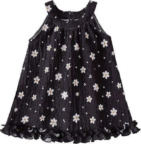 DEFAHN Baby Girl Floral Dress Sleeveless Halter Sundress Summer Casual Dresses Photograph Beach Outfits Birthday Gift in Kuwait