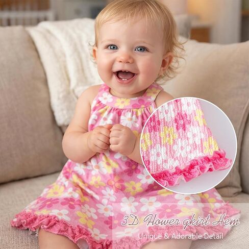 DEFAHN Baby Girl Floral Dress Sleeveless Halter Sundress Summer Casual Dresses Photograph Beach Outfits Birthday Gift in Kuwait