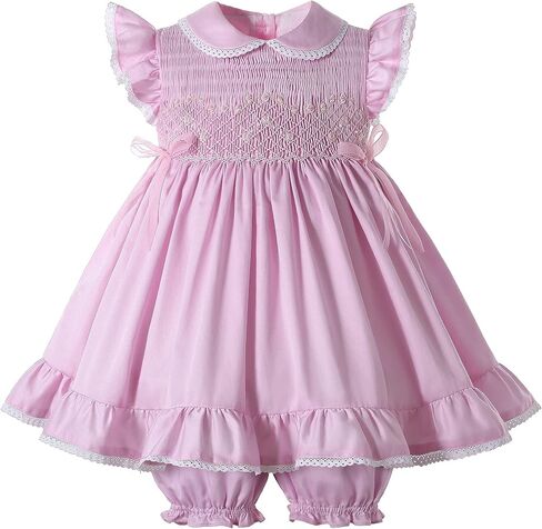 Pettigirl طفل الفتيات الصيف الوردي Smocked فستان الشمس الملابس الزي الوليد الرضع الكلاسيكية اليد المطرزة فستان سموكينغ in Kuwait