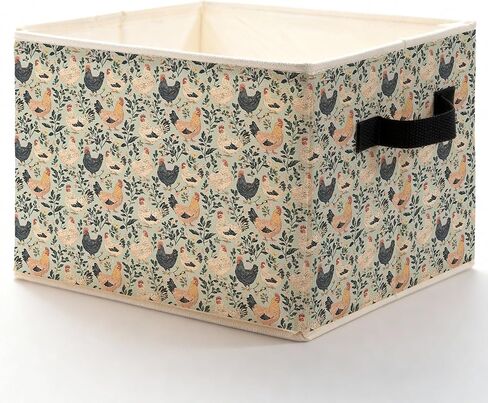 Rustic Floral Chicken Storage Bins Box, Toybox for Girls, Farmhouse Countryside Flower Chicken Foldable Baskets Organizer with Handles for Bedroom Bathroom Home Clothes Toys Books in Kuwait