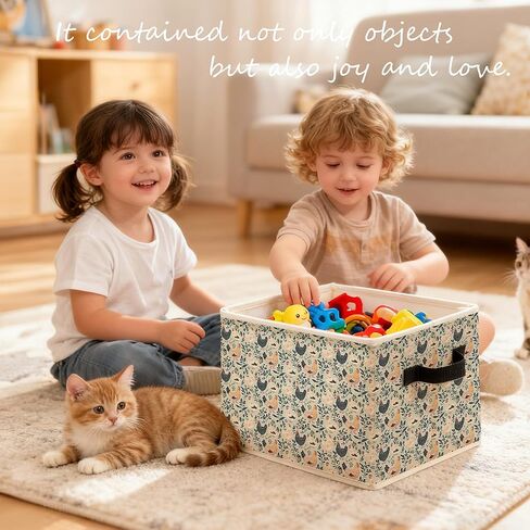 Rustic Floral Chicken Storage Bins Box, Toybox for Girls, Farmhouse Countryside Flower Chicken Foldable Baskets Organizer with Handles for Bedroom Bathroom Home Clothes Toys Books in Kuwait