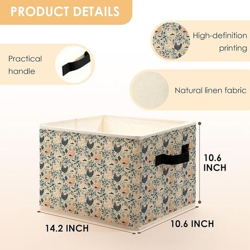 Rustic Floral Chicken Storage Bins Box, Toybox for Girls, Farmhouse Countryside Flower Chicken Foldable Baskets Organizer with Handles for Bedroom Bathroom Home Clothes Toys Books in Kuwait