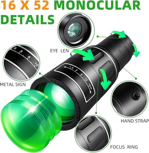 Birthday Gifts for Men Dad Husband Him, 16x60 Monocular Telescope, High Powered FMC & BAK4 Scope, Gifts for Christmas, Outdoors Hiking Gifts in Kuwait