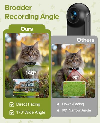 Cat Camera Collar with Video Recording,with 16G SD Card 1080p HD Mini Action Sport Cam,All Activities Pet Camera Stuff,Outdoor/Inoor Wireless Birthday Gift Black in Saudi Arabia