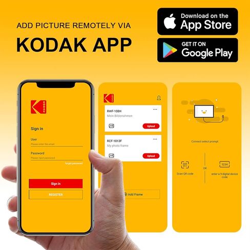 KODAK 10.1 Inch WiFi Digital Picture Frame, IPS Touch Screen HD Display with 16GB Storage, Share Video Clips and Photos Instantly Via E-Mail or App, Effortless to Set up - Black in Kuwait