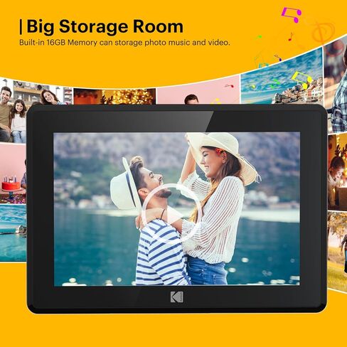 KODAK 10.1 Inch WiFi Digital Picture Frame, IPS Touch Screen HD Display with 16GB Storage, Share Video Clips and Photos Instantly Via E-Mail or App, Effortless to Set up - Black in Kuwait