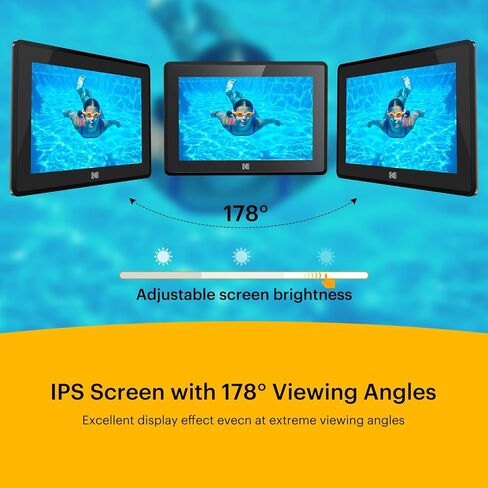 KODAK 10.1 Inch WiFi Digital Picture Frame, IPS Touch Screen HD Display with 16GB Storage, Share Video Clips and Photos Instantly Via E-Mail or App, Effortless to Set up - Black in Kuwait