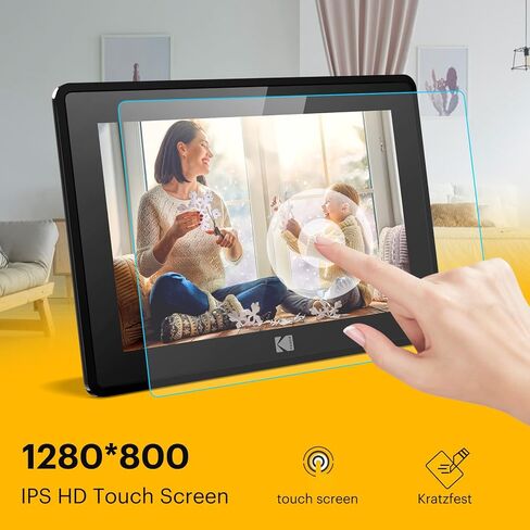 KODAK 10.1 Inch WiFi Digital Picture Frame, IPS Touch Screen HD Display with 16GB Storage, Share Video Clips and Photos Instantly Via E-Mail or App, Effortless to Set up - Black in Kuwait