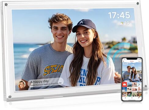 إطار صور رقمي، إطار صور رقمي كبير من الأكريليك مقاس 15.6 بوصة، واي فاي، 32 جيجابايت، شاشة لمس عالية الدقة 1920 * 1080 IPS، تدوير تلقائي، مشاركة الصور أو الفيديو المتوافق مع تطبيق Frameo من أي مكان in Kuwait