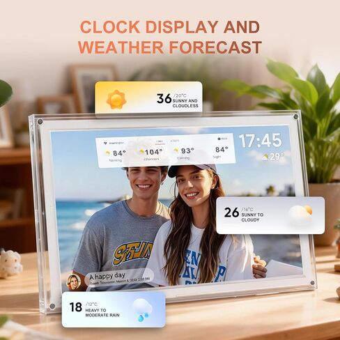 إطار صور رقمي، إطار صور رقمي كبير من الأكريليك مقاس 15.6 بوصة، واي فاي، 32 جيجابايت، شاشة لمس عالية الدقة 1920 * 1080 IPS، تدوير تلقائي، مشاركة الصور أو الفيديو المتوافق مع تطبيق Frameo من أي مكان in Kuwait