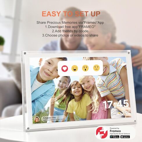 إطار صور رقمي، إطار صور رقمي كبير من الأكريليك مقاس 15.6 بوصة، واي فاي، 32 جيجابايت، شاشة لمس عالية الدقة 1920 * 1080 IPS، تدوير تلقائي، مشاركة الصور أو الفيديو المتوافق مع تطبيق Frameo من أي مكان in Kuwait