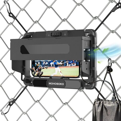 Phone Fence Mount with Shade & Cooling Fan - Foldable Game Changer Mounting Kit for iPhone, All-in-One Streaming Kit for Baseball Recording in Kuwait