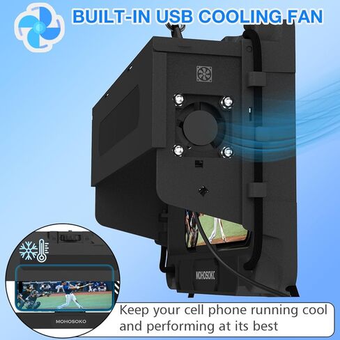 Phone Fence Mount with Shade & Cooling Fan - Foldable Game Changer Mounting Kit for iPhone, All-in-One Streaming Kit for Baseball Recording in Kuwait