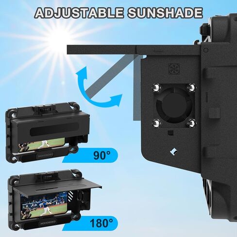 Phone Fence Mount with Shade & Cooling Fan - Foldable Game Changer Mounting Kit for iPhone, All-in-One Streaming Kit for Baseball Recording in Kuwait