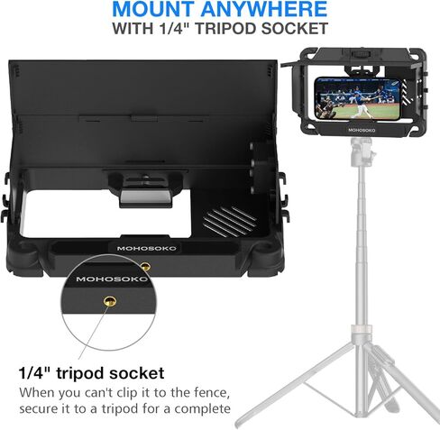 Phone Fence Mount with Shade & Cooling Fan - Foldable Game Changer Mounting Kit for iPhone, All-in-One Streaming Kit for Baseball Recording in Kuwait