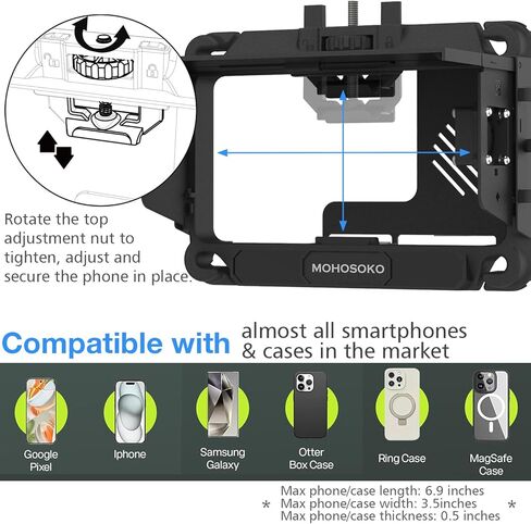 Phone Fence Mount with Shade & Cooling Fan - Foldable Game Changer Mounting Kit for iPhone, All-in-One Streaming Kit for Baseball Recording in Kuwait