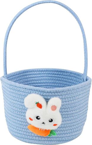 DERAYEE Easter Basket with Handle, Cute Bunny Carrot Basket Easter Egg Hunts Gift Baskets for Easter Party Favors Candy Gifts Storage (Pink) in Kuwait