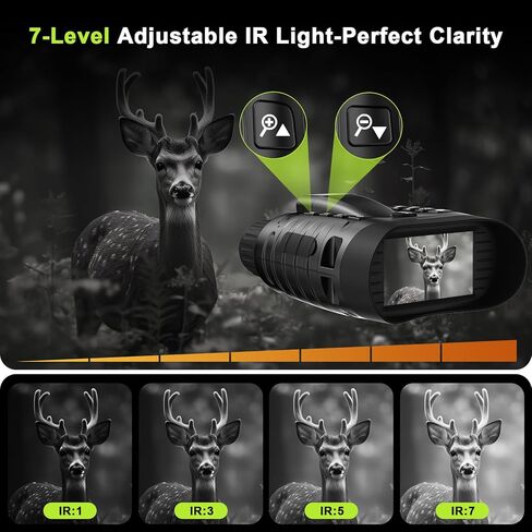 نظارات رؤية ليلية 4K، مناظير للرؤية الليلية مع محدد المدى، شاشة HD 3.2 بوصة، بطارية قابلة للشحن 5000 مللي أمبير في الساعة، بطاقة TF سعة 32 جيجابايت للبالغين، والتخييم، ومراقبة الحياة البرية in Kuwait