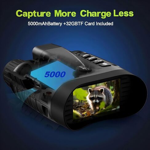 نظارات رؤية ليلية 4K، مناظير للرؤية الليلية مع محدد المدى، شاشة HD 3.2 بوصة، بطارية قابلة للشحن 5000 مللي أمبير في الساعة، بطاقة TF سعة 32 جيجابايت للبالغين، والتخييم، ومراقبة الحياة البرية in Kuwait