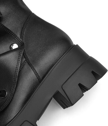 Mid Calf Boots for Women Fold Over Round Toe Chunky Sole in Kuwait