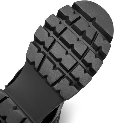 Mid Calf Boots for Women Fold Over Round Toe Chunky Sole in Kuwait