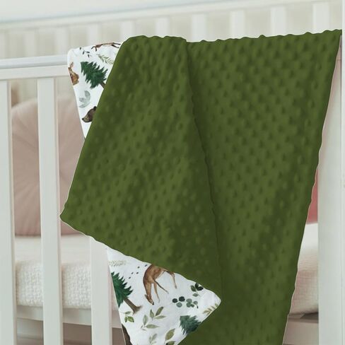 Forest Woods Animal Baby Blankets for Girls Boys 30" x 40", Green Soft Double Layer Minky Blanket with Dotted Fleece Back, Nursery Bed Receiving Quilt for Newborn Infant Toddler Shower Gift in Saudi Arabia