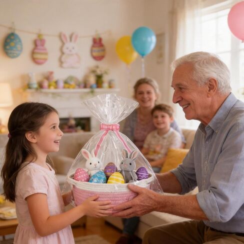 Baskets for Gifts Empty, Small Woven Easter Basket with Handle, 12x8x5 in, Durable Gift Basket, Gift Wrap Ready with Ribbon (Pink) in Saudi Arabia