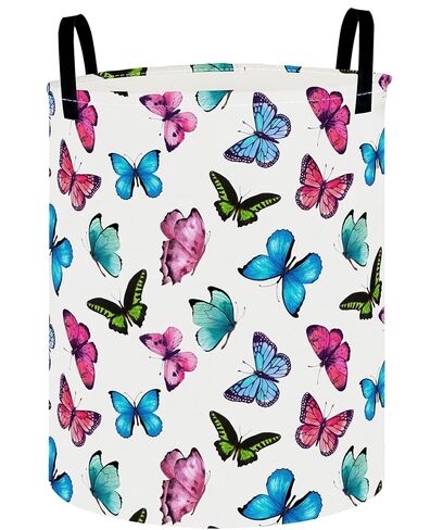 Collapsible Round Storage Basket, Soft-Sided Organizer with Waterproof Coating, Foldable Bin for Clothes,Laundry Basket, Nursery Hamper, Gift Baskets(Purple Bowknot) in Saudi Arabia