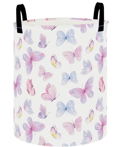 Collapsible Round Storage Basket, Soft-Sided Organizer with Waterproof Coating, Foldable Bin for Clothes,Laundry Basket, Nursery Hamper, Gift Baskets(Purple Bowknot) in Saudi Arabia