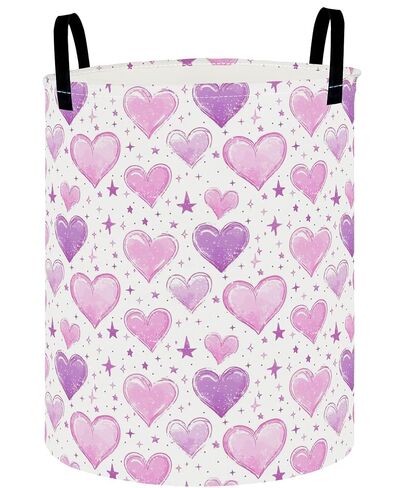 Collapsible Round Storage Basket, Soft-Sided Organizer with Waterproof Coating, Foldable Bin for Clothes,Laundry Basket, Nursery Hamper, Gift Baskets(Purple Bowknot) in Saudi Arabia
