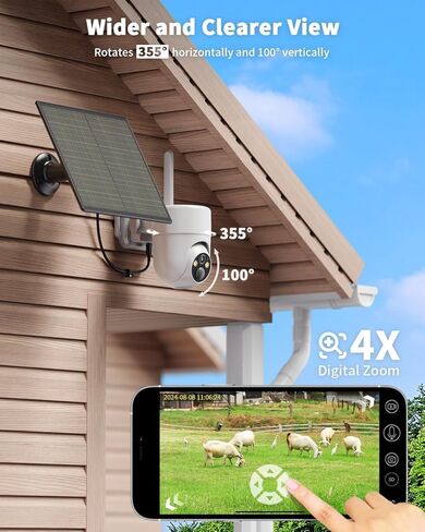 LIWAN Cellular Security Camera, No WiFi Security Camera, 4G LTE Solar Cameras Wireless Outdoor with SIM Card, 2K HD Color Night Vision, 360° Live View Off Grid Cam for Farm, Cabin, Construction Site in Kuwait