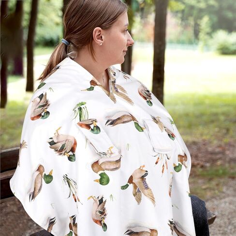 Green Car Seat Cover Baby Boy, Peekaboo Infant Car Seat Cover Summer, Multi-Use Newborn Carseat Canopy, Nursing Cover, Blanket, Mallard Duck in Kuwait