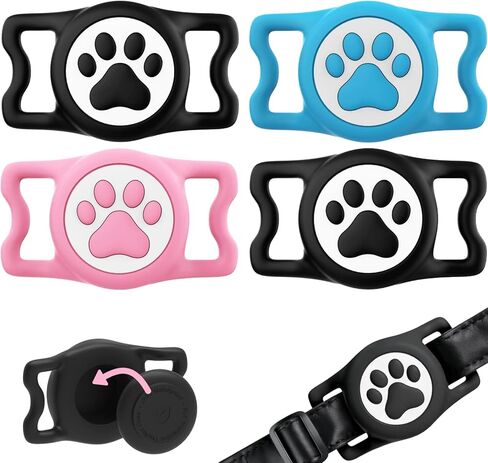 4 Pack-Waterproof Airtag (2nd Generation) Dog Collar Holder for Apple Air Tag, Silicone Dog Airtag Holder for Anti-Lost Protective Apple AirTag for Pet Collar - Fits All Width Collars in Saudi Arabia