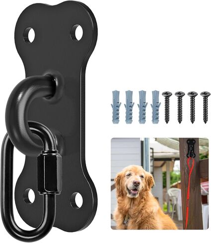 Dog Leash Holder for Wall, Heavy Duty Hook for Lead Management, Easy to Install, Fully Welded Hook for Indoor & Outdoor Use, Black in Saudi Arabia