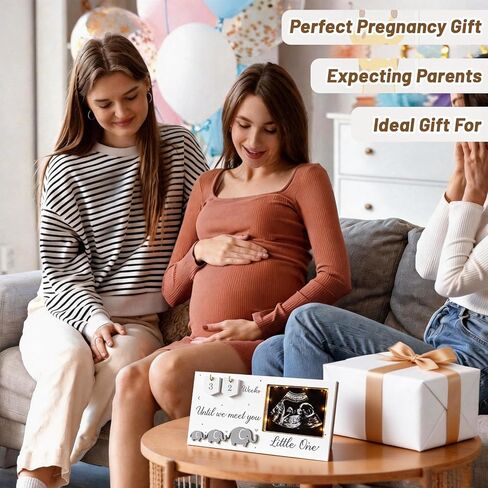 إطار صور Lewtemi Baby Sonogram بإضاءة LED وإطار صور بالموجات فوق الصوتية مع أسابيع العد التنازلي للطفل لإعلانات الحمل التي تتوقع أن يكون الآباء هدايا فريدة من نوعها تكشف عن الجنس للأمهات الجدد والأب in Kuwait
