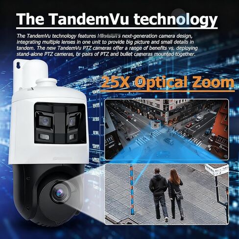 DS-2SE4C425MWG-E/26 Tandem-Vu 4MP Speed Dome PTZ POE IP Camera+6MP Panoramic PoE IP Camera, DarkFighter & Color-Vu, 25X Optical Zoom, 330ft IR Distance, VCA, Human/Vehicle Detection, IP67,H.265+ in Kuwait