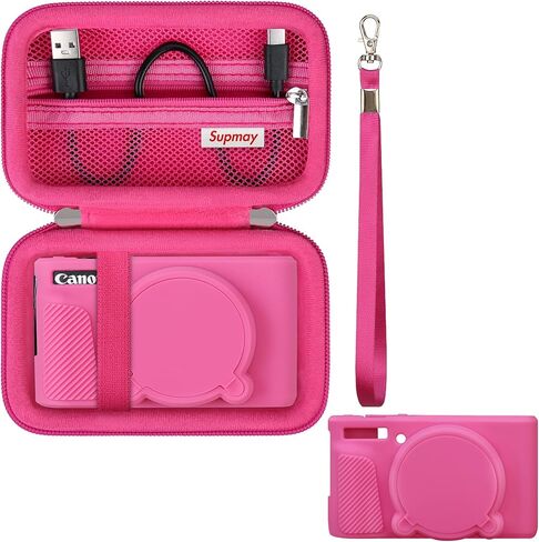 Case for Canon PowerShot SX740 HS, SX730 HS Camera, Hard Case*1+Soft Silicone Cover*1, SX740/SX730 Digital Camera Soft Silicone Protective Bag with Removable Lens Cover, Brown in Kuwait