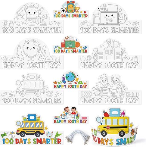 100th School DIY Headwear Crowns Crafts Adjustable Elastic Bands for Classroom School Activities Kindergarten Party in Saudi Arabia