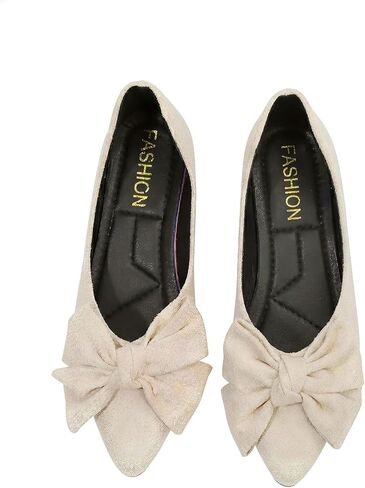 GORGLITTER Women's Bow Flat Shoes Dressy Closed Pointed Toe Comfortable Slip On Dress Ballerina Shoes in Kuwait