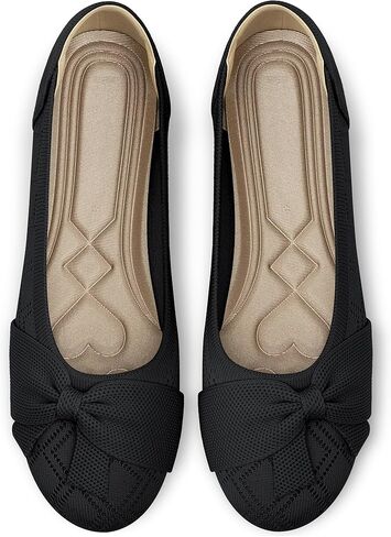 HARENCE Ballet Flats Shoes for Women: Dressy Bow Knit Flats Comfortable Slip On Walking Shoes for Working Wedding in Saudi Arabia