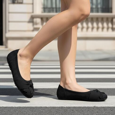 HARENCE Ballet Flats Shoes for Women: Dressy Bow Knit Flats Comfortable Slip On Walking Shoes for Working Wedding in Saudi Arabia